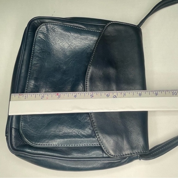 Tignanello Classic Saddlebag Navy Leather Handbag Shoulder Bag pre-owned - Picture 12 of 13